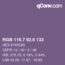 カラーコード: RGB 116.7 92.6 133 | qconv.com