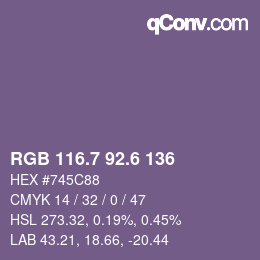 カラーコード: RGB 116.7 92.6 136 | qconv.com