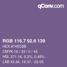 カラーコード: RGB 116.7 92.6 139 | qconv.com