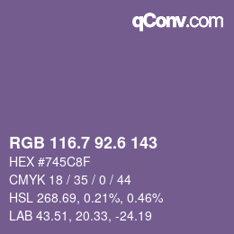 カラーコード: RGB 116.7 92.6 143 | qconv.com