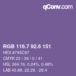 カラーコード: RGB 116.7 92.6 151 | qconv.com