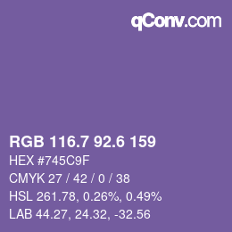 カラーコード: RGB 116.7 92.6 159 | qconv.com