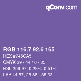 カラーコード: RGB 116.7 92.6 165 | qconv.com