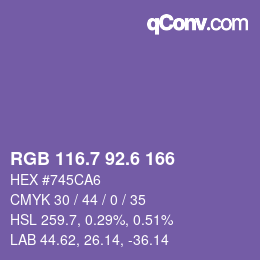 カラーコード: RGB 116.7 92.6 166 | qconv.com