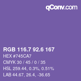 カラーコード: RGB 116.7 92.6 167 | qconv.com