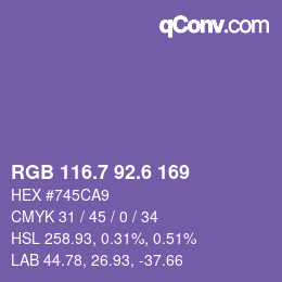 カラーコード: RGB 116.7 92.6 169 | qconv.com