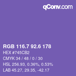 カラーコード: RGB 116.7 92.6 178 | qconv.com