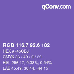 カラーコード: RGB 116.7 92.6 182 | qconv.com