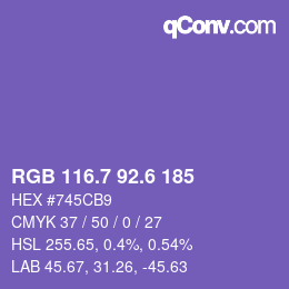 カラーコード: RGB 116.7 92.6 185 | qconv.com