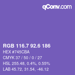 カラーコード: RGB 116.7 92.6 186 | qconv.com