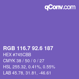 カラーコード: RGB 116.7 92.6 187 | qconv.com