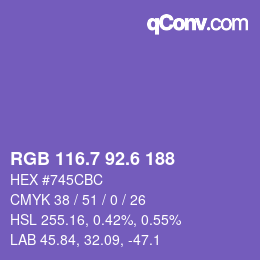 カラーコード: RGB 116.7 92.6 188 | qconv.com