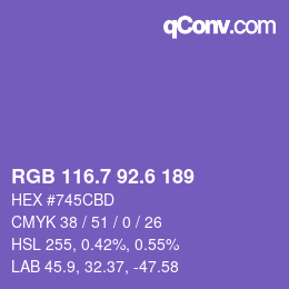 カラーコード: RGB 116.7 92.6 189 | qconv.com