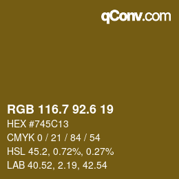カラーコード: RGB 116.7 92.6 19 | qconv.com