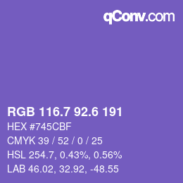 カラーコード: RGB 116.7 92.6 191 | qconv.com