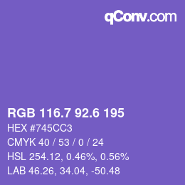 カラーコード: RGB 116.7 92.6 195 | qconv.com