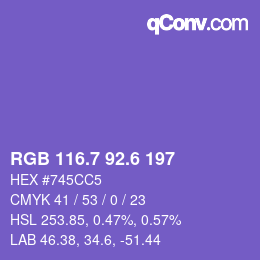 カラーコード: RGB 116.7 92.6 197 | qconv.com