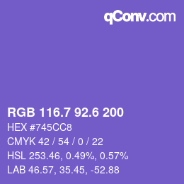 カラーコード: RGB 116.7 92.6 200 | qconv.com