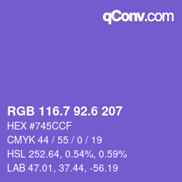 カラーコード: RGB 116.7 92.6 207 | qconv.com