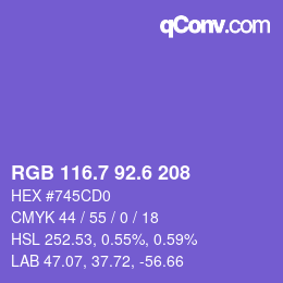 カラーコード: RGB 116.7 92.6 208 | qconv.com