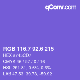 カラーコード: RGB 116.7 92.6 215 | qconv.com