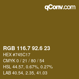 カラーコード: RGB 116.7 92.6 23 | qconv.com