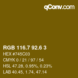 カラーコード: RGB 116.7 92.6 3 | qconv.com