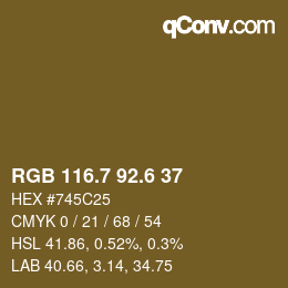 カラーコード: RGB 116.7 92.6 37 | qconv.com
