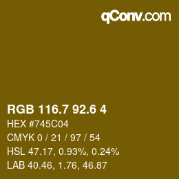 カラーコード: RGB 116.7 92.6 4 | qconv.com