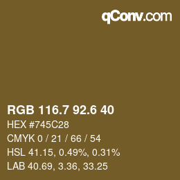 カラーコード: RGB 116.7 92.6 40 | qconv.com