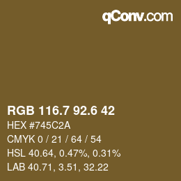 カラーコード: RGB 116.7 92.6 42 | qconv.com