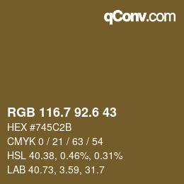 カラーコード: RGB 116.7 92.6 43 | qconv.com