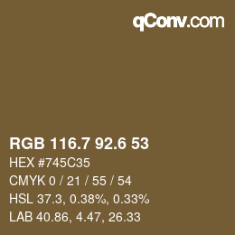 カラーコード: RGB 116.7 92.6 53 | qconv.com