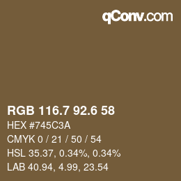 カラーコード: RGB 116.7 92.6 58 | qconv.com