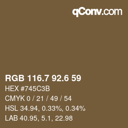 カラーコード: RGB 116.7 92.6 59 | qconv.com