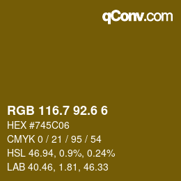 カラーコード: RGB 116.7 92.6 6 | qconv.com