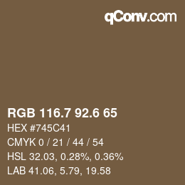 カラーコード: RGB 116.7 92.6 65 | qconv.com