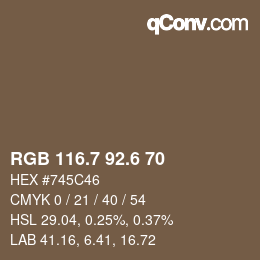 カラーコード: RGB 116.7 92.6 70 | qconv.com