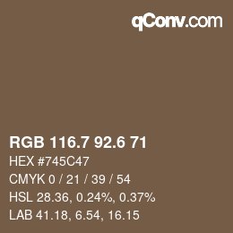 カラーコード: RGB 116.7 92.6 71 | qconv.com