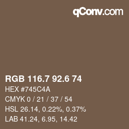 カラーコード: RGB 116.7 92.6 74 | qconv.com