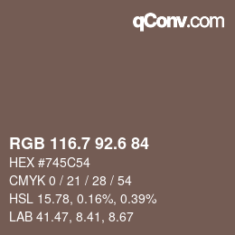 カラーコード: RGB 116.7 92.6 84 | qconv.com