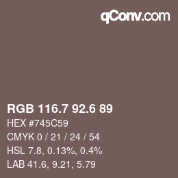 カラーコード: RGB 116.7 92.6 89 | qconv.com