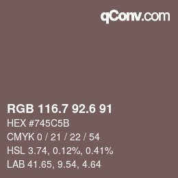 カラーコード: RGB 116.7 92.6 91 | qconv.com