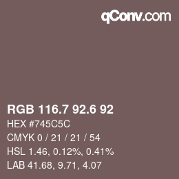 カラーコード: RGB 116.7 92.6 92 | qconv.com