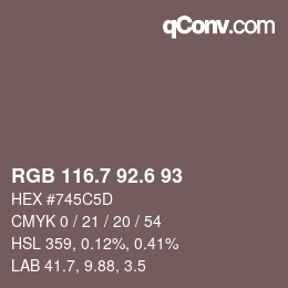カラーコード: RGB 116.7 92.6 93 | qconv.com