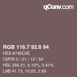カラーコード: RGB 116.7 92.6 94 | qconv.com
