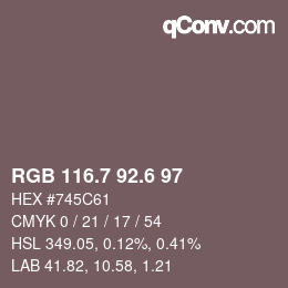 カラーコード: RGB 116.7 92.6 97 | qconv.com