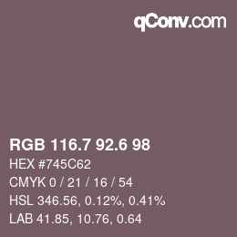 カラーコード: RGB 116.7 92.6 98 | qconv.com