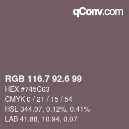 カラーコード: RGB 116.7 92.6 99 | qconv.com