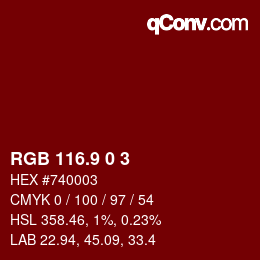 カラーコード: RGB 116.9 0 3 | qconv.com
